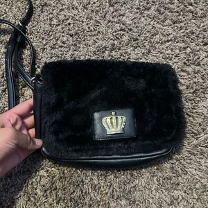 Black Faux Fur Crossbody Bag